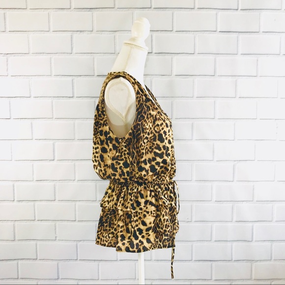 Pleione Sleeveless animal print peplum Top Small - Picture 2 of 7